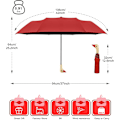 Miniatyrbilde 4 av 7: Kompakt liten paraply for regn og sol, søt design andehode paraply for jenter gaver, 8 ribber sammenleggbar paraply med trehåndtak Red