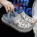 Miniatyrbilde 5 av 7: Hage Clogs for menn og kvinner - Sommersandaler - Lettvekts - Sklisikre - Tursko - Unisex - Voksne - Tøfler for basseng, strand, hage, kjøkken og dusj Grey 11inch 8 Women/6.5 Men