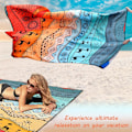 Miniatyrbillede 6 af 6: Strandtæppe, sandtæt strandmåtte, vandtæt hurtigtørrende letvægts Aztec picnicmåtte 200 x 210 cm til 2-4 voksne med lomme