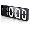 Miniatyrbild 1 av 6: Digital väckarklocka, [Uppgraderad version] LED-klocka för sovrum, elektronisk skrivbordsklocka med temperaturvisning, justerbar ljusstyrka, röststyrning black+white led