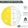 Miniatyrbild 2 av 3: Pickleballbollar för utomhusbruk 40 hål Pickleball USA Pickleball Approved (USAPA), Pickleballbollar för inomhus- och utomhussporter