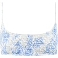Miniatyrbillede 4 af 4: WJSM Dame Trekant Bikini Smocked Tekstureret Scoop Flæset Print Ruched Elastisk Badedragt Todelt Badedragt Light Blue XL