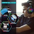 Miniatyrbillede 4 af 7: Gaming Headset PS5 PS4 Headset med 7.1 Surround Sound, Gaming Hovedtelefoner med Støjreduktion Fleksibel Mikrofon RGB LED Lys Hukommelses Ørekopper til PS5,