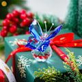 Miniatyrbillede 5 af 7: Krystal Flyvende Sommerfugl med Krystal Kuglebase Figur Samling Skåret Glas Ornament Statue Dyr Samleobjekt (Blå)