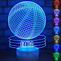 Miniatyrbillede 1 af 8: Basketball 3D Optisk Illusion Akryl Natlampe Berøringskontakt 7 Farveskift USB LED Bordlampe