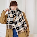 Miniatyrbillede 5 af 6: Dametæppe Chunky, Pashmina Sjal Wraps Oversized Vinter & Efterår Varme Halstørklæder Blød Kashmir Følelse til Kvinder