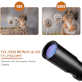 Miniatyrbillede 4 af 9: Andoer 10X-300X Monokulær Teleskop Kompakt Vandtæt Teleskop med FMC Linse BAK4 Prisme Bærepose Lanyard til Koncert Boldspil Fugleobservation