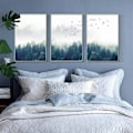 Pikkukuva 1 / 6: Wekity Misty Forest Wall Art Canvas Print Poster, Yksinkertainen muotivalokuvaus taidekoriste kodin olohuoneeseen, makuuhuoneeseen, toimistoon (3 kappaleen sarja kehystämätön, 6''x8''