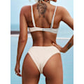 Miniatyrbild 3 av 6: WJSM Ribbad O-ring String Bikini Badkläder Cheeky Trosa Baddräkt Två Delar Grey-11 S