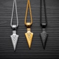 Miniatyrbillede 4 af 5: Rustfrit Stål Vedhæng Halskæde til Mænd Cool Spearpoint Arrowhead Vedhæng Kæde Halskæde Sæt Sort Tone