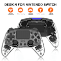 Miniatyrbillede 4 af 5: Transparent Rapid Fire Trådløs PS4 Spilkontroller, 6-Axis Bevægelsessensor Dual Vibration Gamepad til Play Station 4 med Højttaler og 3,5 mm Hovedtelefonstik