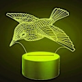 Miniatyrbillede 4 af 5: 3D Fugl Natlampe Bordsklampe Optisk Illusion Lamper 7 Farveskiftende Lys LED Bordlampe Julegave Hjem Kærlighed Fødselsdag Børn Børn Dekoration Legetøj Gave