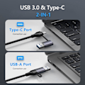 Miniatyrbild 6 av 7: USB C HUB, 5 i 1 USB-C/USB 3.0 Dual Adapter Dockningsstation, med USB-port, USB-C-port/PD, Gigabit Ethernet, Multi-Port USB C Adapter Typ C Bärbara datorer