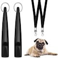 Miniatyrbillede 1 af 7: 2 stk. Hunde Fløjte til at Stoppe Gøende Nabohunde, Lydløse Fløjter Nemme at Bære, Professionelt Hunde Træningsværktøj med Sort Lanyard (Sort)
