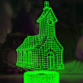 Miniatyrbillede 1 af 4: 3D Kirkehus Natlys Lampe Illusion Led 7 Farve Skiftende Berøringskontakt Bord Skrivebord Dekoration Lamper Gave med Akryl Flad ABS Base USB Kabel Legetøj