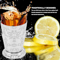 Miniatyrbilde 4 av 5: Cocktail drikkekopp 304 rustfritt stål sølvfarget Moscow Mule krus for barer Hjemmemønsterutskjæring Leaf