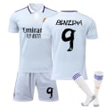 Pikkukuva 1 / 2: 22-23 Uusi Real Madrid Koti Lapset Aikuiset Jalkapallo Jalkapallopaita Trainin Paita Puku No.9 BENZEMA XXL