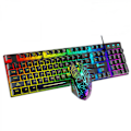 Miniatyrbild 1 av 5: T6RGB Uppgraderad Trådlös Tangentbord Mus Combo, Regnbågsbakgrundsbelyst 2.4G Laddningsbar Mekanisk Responsiv SpelTangentbord + 2400DPI 6 Knappars Optisk