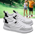 Miniatyrbild 4 av 5: Herr Casual Skor Syntetiskt Läder Sport Flat Skor Andas Våren Sneakers för Utomhus 8866 White Grey 42