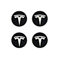Miniatyrbild 1 av 5: Passar till tesla Tesla modell 3 hjulnavkapsel logotyp - svart vit etikett (fyra pack)