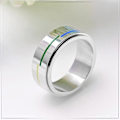 Miniatyrbillede 4 af 4: Unisex Voksen Rustfrit Stål Regnbue LGBT Stolthed Spinner Ring 8MM--US9