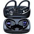 Pikkukuva 1 / 5: Langattomat nappikuulokkeet Bluetooth-kuulokkeet Urheilukuulokkeet Over-Ear-kuulokkeet korvakoukuilla Sisäänrakennettu mikrofoni Kuulokemikrofoni Treeniin Musta