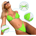 Miniatyrbillede 7 af 9: WJSMSexy Bikinier til kvinder 2-delt bikini Spaghetti strop badedragter Ensfarvet badetøj Triangle badedragt Fluorescent Green L