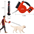 Miniatyrbilde 2 av 7: Inntrekkbar hundekobbel med lommelykt, dispenser og hundepose, slitesterk nylonbånd for små, mellomstore hunder og katter, enhåndsbrems og lås. 360°Tang red