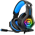 Miniatyrbild 1 av 7: Gaming Headset PS5 PS4 Headset med 7.1 Surroundljud, Gaming Hörlurar med Brusreducerande Flexibel Mikrofon RGB LED Ljus Minnesöronmuffar för PS5,