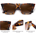 Miniatyrbilde 3 av 5: Oversized firkantede Cateye polariserte solbriller for kvinner og menn store trendy solbriller Brown Tortoise Brown