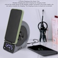Miniatyrbild 5 av 6: 3 i 1 Bluetooth-högtalare PC ABS väckarklocka med trådlös laddning för sängbord 10W blå