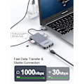 Miniatyrbillede 7 af 8: Triple Display USB Hub Dual Monitor, Dockingstation Kompatibel med MacBook M1 Dell HP Lenovo(2HDMI VGA SD TF Kortlæser Ethernet Lyd 2USB 3.0)
