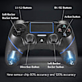 Miniatyrbillede 2 af 5: PS4-controller, trådløs Bluetooth-gamepad, [opgraderet version] Touch Panel-gamepad USB-kabel med dobbelt vibration og lydfunktion Anti-Slip Grip fo
