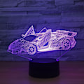 Pikkukuva 3 / 9: 7 Väriä Vaihtava Yövalo 3D Tunnelma Lamppu 3D Visuaalinen Illuusio LED-Lamppu Lapsille Leikkiin Joulu- ja Syntymäpäivälahjaksi (Kilpa-auto)