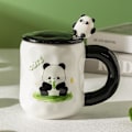 Miniatyrbillede 2 af 9: Novelty Panda Kaffeemug Gaveæske, Hvid Keramisk Kaffe Kop med Sød Panda Ske og Støvkop Låg, Sikker-Siddende Panda