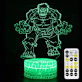 Miniatyrbilde 1 av 7: Hulk Gutter for Gutter, 3D Illusionslampe Gave til Romdekorasjon Barnehage, Kule Marvel Guttergaver og 7 Farger Skiftende Gutter for Gutter eller Barn (A)