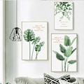 Miniatyrbild 4 av 8: Wekity Botaniska Väggkonst Tryck Set om 3 Tropiska Löv Canvas Dekor Växtblad Boho Väggdekor Bilder Gröna Boho Posters Konst Set Badrumsvägg