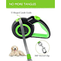 Miniatyrbillede 5 af 7: Bidsikre trækbar hundeline med 2 kraftige tyggefaste stålwirer, 16FT liner 360° knudrefri til 2 hunde, dobbelt hundeline til små/mellemstore/ Green M Medium