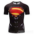 Miniatyrbilde 1 av 2: Digitaltrykk Superman Kortærmet Captain America Sports Tett Klær Hurtigtørkende Fitness Stretch T-skjorte D013 M