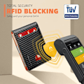 Miniatyrbillede 4 af 7: Slanke tegnebøger til mænd - Læder pengeklips til mænd - RFID-blokerende frontlomme Bifold-tegnebog - Minimalistisk kreditkortholder med gaveæske Carbon Black&Orange