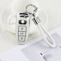 Miniatyrbillede 7 af 7: PIFOOG Hvid nøglebeskyttelsescover til Audi tilbehør 3 knapper blød TPU nøgleskal bling nøglering snorbeskyttelse pige kvinder