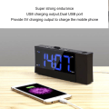 Miniatyrbild 6 av 6: LED-projektionsväckarklocka Multifunktion Dubbel Hög Ljudlarm Klocka FM-radio med Dubbel USB-port för Sovrum