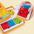 Miniatyrbild 4 av 5: Träuttryck Matchande Blockpussel Söta Geometriska Emoji Byggklossar Pedagogiska Montessori Leksaker