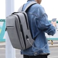 Miniatyrbilde 4 av 6: Bærbar PC Ryggsekk Vannbestandig Reise Notatbok Datamaskin Ryggsekk med USB-ladeport Passer 15 Tommers Bærbar PC Mørk Grå for 15 Tommers Bærbar PC