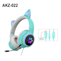 Miniatyrbillede 1 af 5: Støjreduktion med hvede RGB lysende katteøre headset kablet headset spil computer læring headset