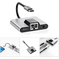 Miniatyrbild 3 av 6: USB till Ethernet-adapter, Typ-C till Ethernet USB C till 3,5 mm ljud PD snabbladdning LAN-nätverksadapter kompatibel med bärbar dator surfplatta telefon