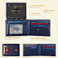 Miniatyrbillede 2 af 7: Herre Wallets Slim Rfid Læder 2 ID Vindue Med Gaveæske Classic blue