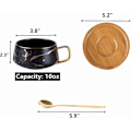 Miniatyrbillede 2 af 8: 2 Pak Keramik Te/Kaffekop, 10 OZ Kaffeekop med 304 Rustfrit Stål Ske og Bambus Underkop, Marmor Espresso Kopper til Latte, Hvid og Sort