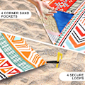 Miniatyrbild 2 av 5: Strandfilt, Sandsäker Strandmatta, Vattentät Snabbtorkande Lättviktig Utomhus Aztec Picknickmatta 200 x 210 cm för 2-4 Vuxna med Ficka