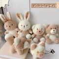 Miniatyrbillede 4 af 4: Plush Kanin Nøglering Fyldte Dyr Pynt Vedhæng Hvid